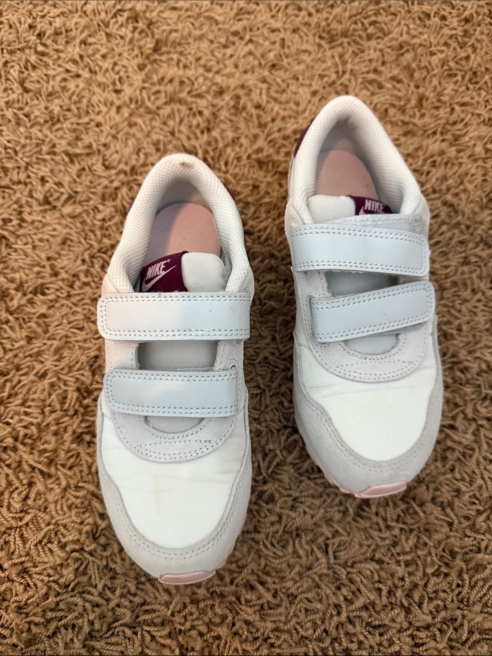 Nike Kids White Sneakers with Pink Accents